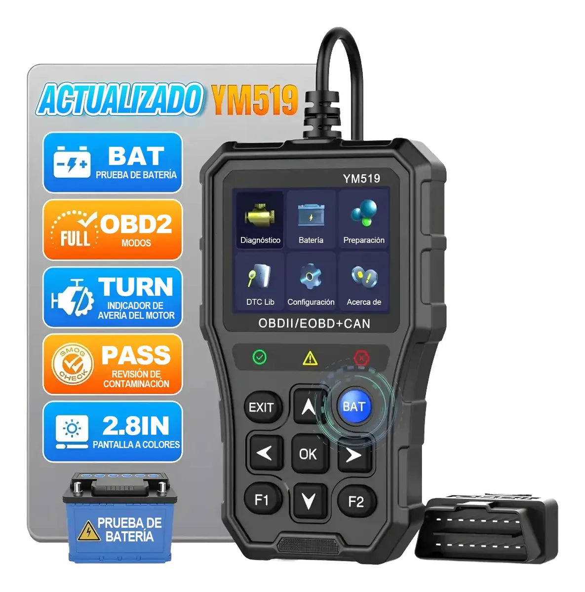 Jzzb® Scanner Automotriz Obd2 Ym519 Para Multimarca Motor