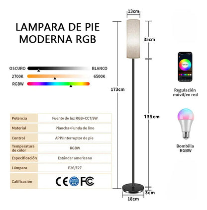 Lampara De Pie Moderna Rgb Foco Inteligente App Control