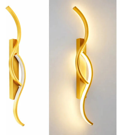Lámpara Led De Pared Ondulado 60cm 3 Tono Blanco Cálido Nneutro Interior Exterior Dormitor Estructura