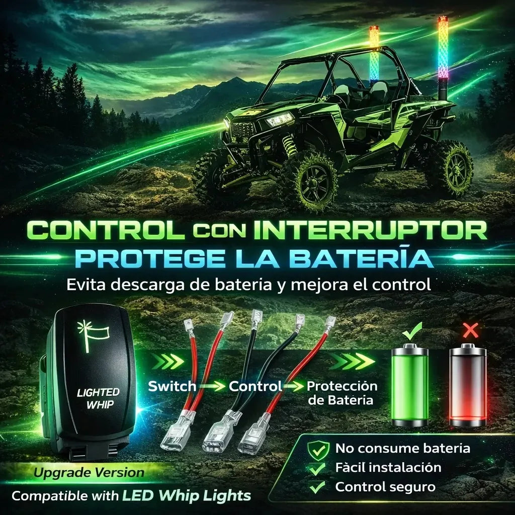 Antenas Led Para Rzr 2pcs Impermeable Rgb 63cm Con Remoto