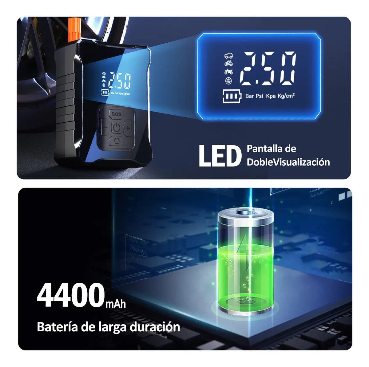 Jzzb® Bomba De Aire Inalámbrica Para Inflar Llantas Y Motocicleta