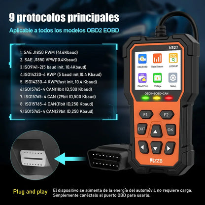 Jzzb V521 Escaner Automotriz Obd2 40000 Códigos Avería