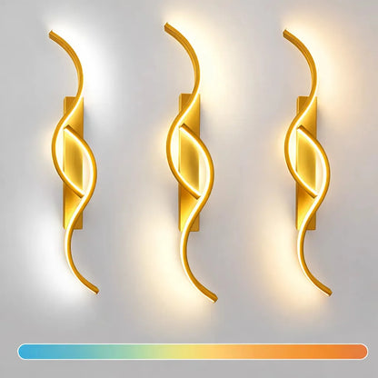 Lámpara Led De Pared Ondulado 60cm 3 Tono Blanco Cálido Nneutro Interior Exterior Dormitor Estructura