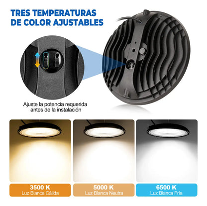 Lámpara LED Industrial UFO 300W JZZB Colgante Techo IP65 Aluminio luz blanca, cálida, neutra 100-265V lampara colgante 3 Color de la luz y Temperatura de color Alta Potencia