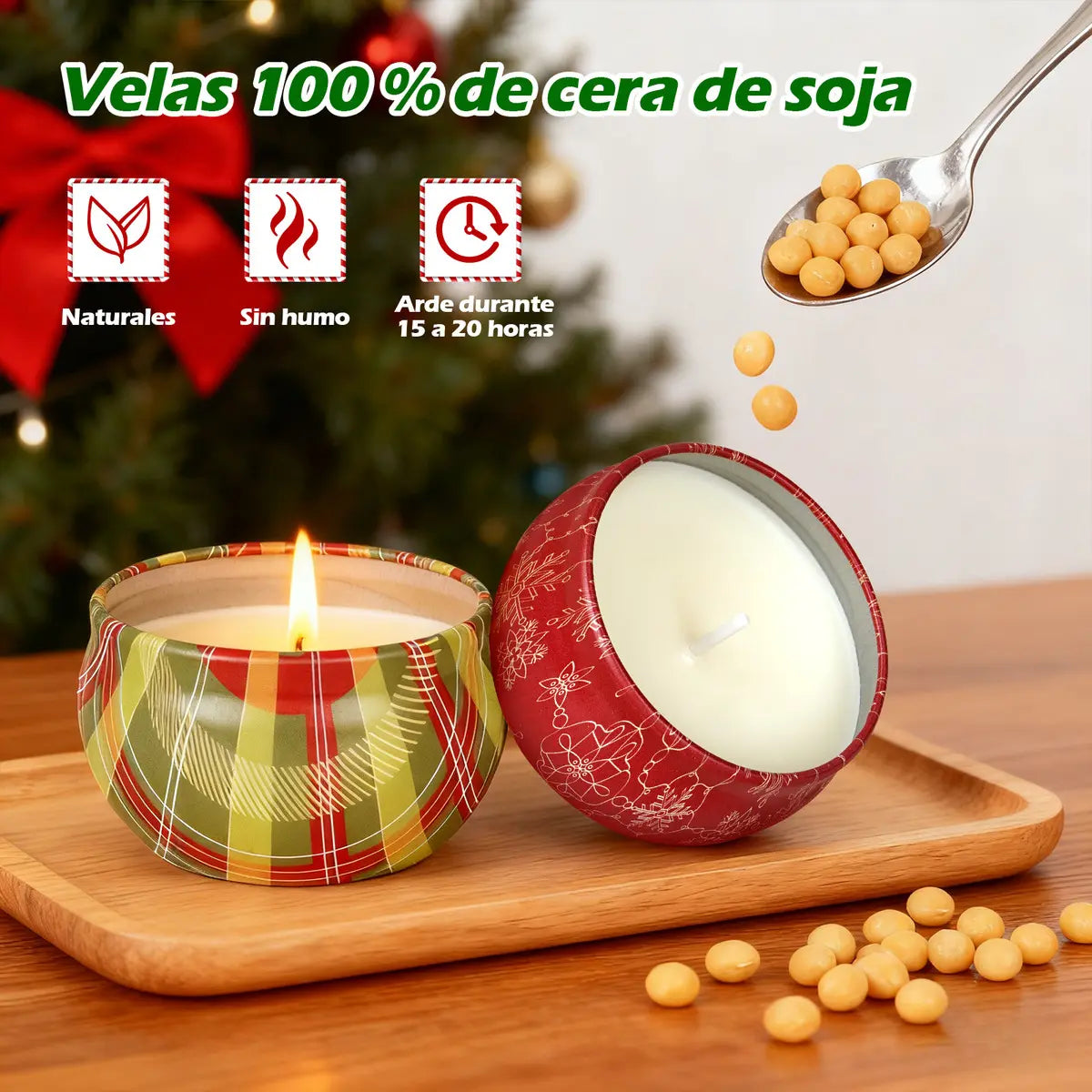 Navideño Vela Aromaterapia, 12 Pz Velas Aromaticas Cera Soja