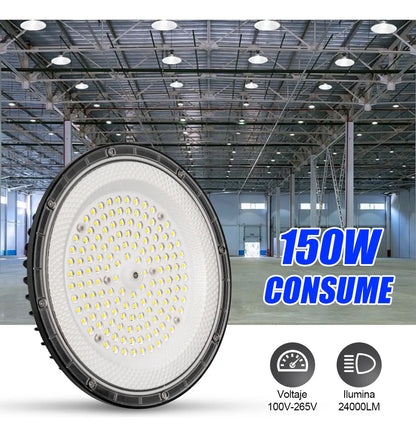 Lámpara Techo LED JZZB UFO 150W IP65 Luz Blanca 6500K Negro