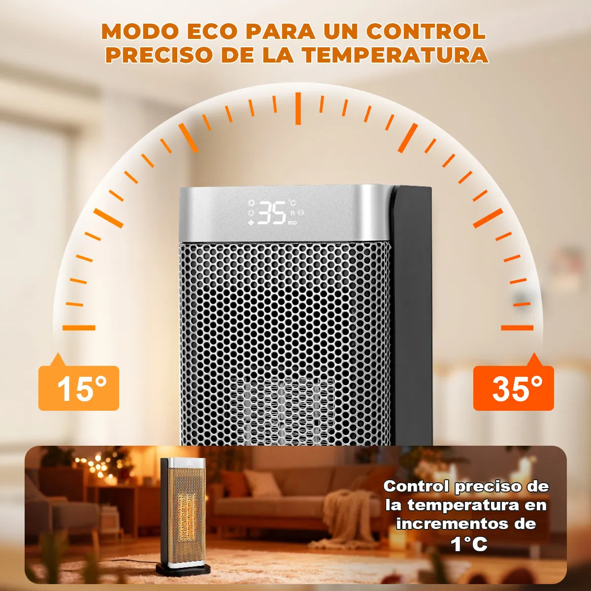 1500w Calefactor Eléctrico De Aire Calentador 3 Niveles Ptc