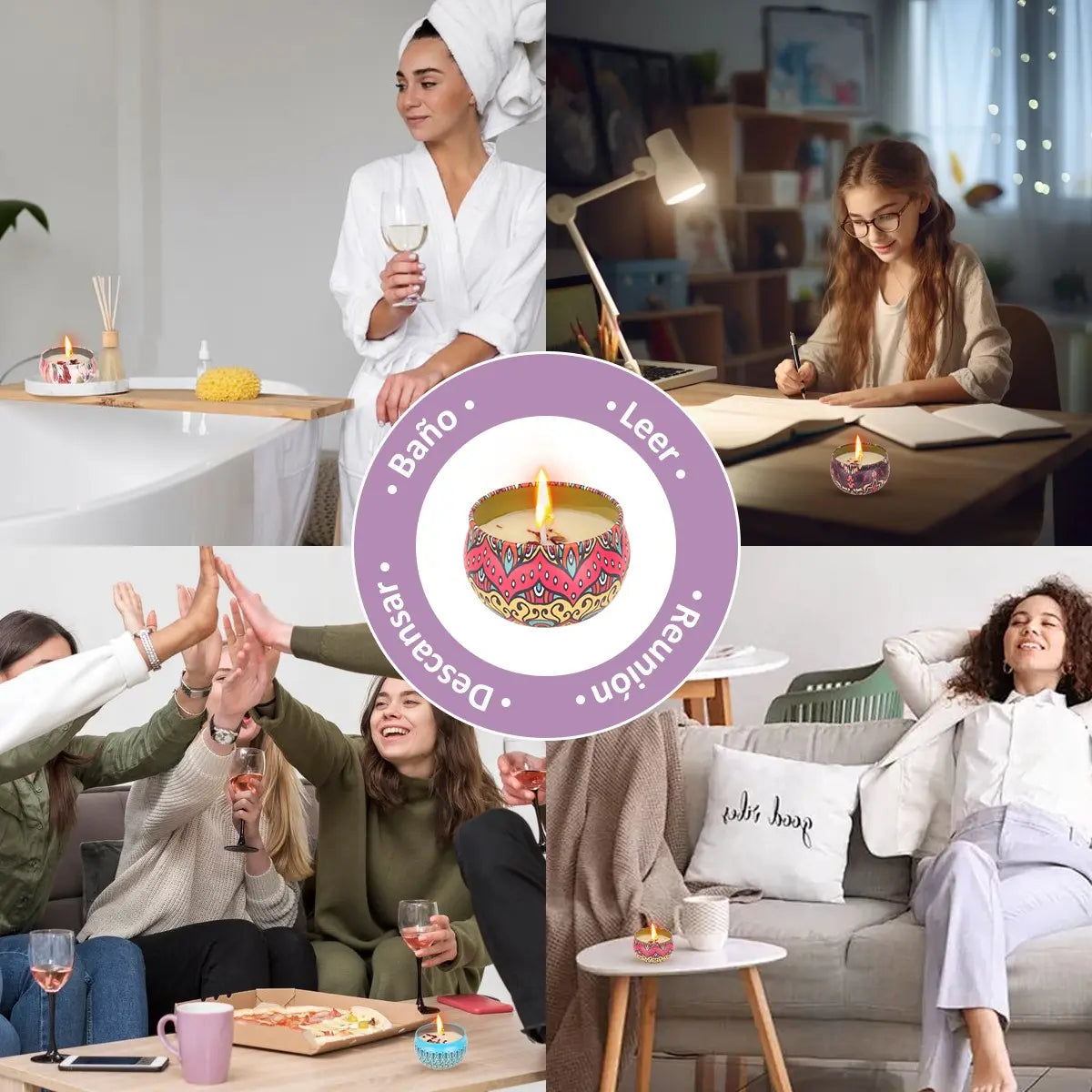 Vela De Aromaterapia, 9 Piezas Velas Aromaticas Cera De Soja