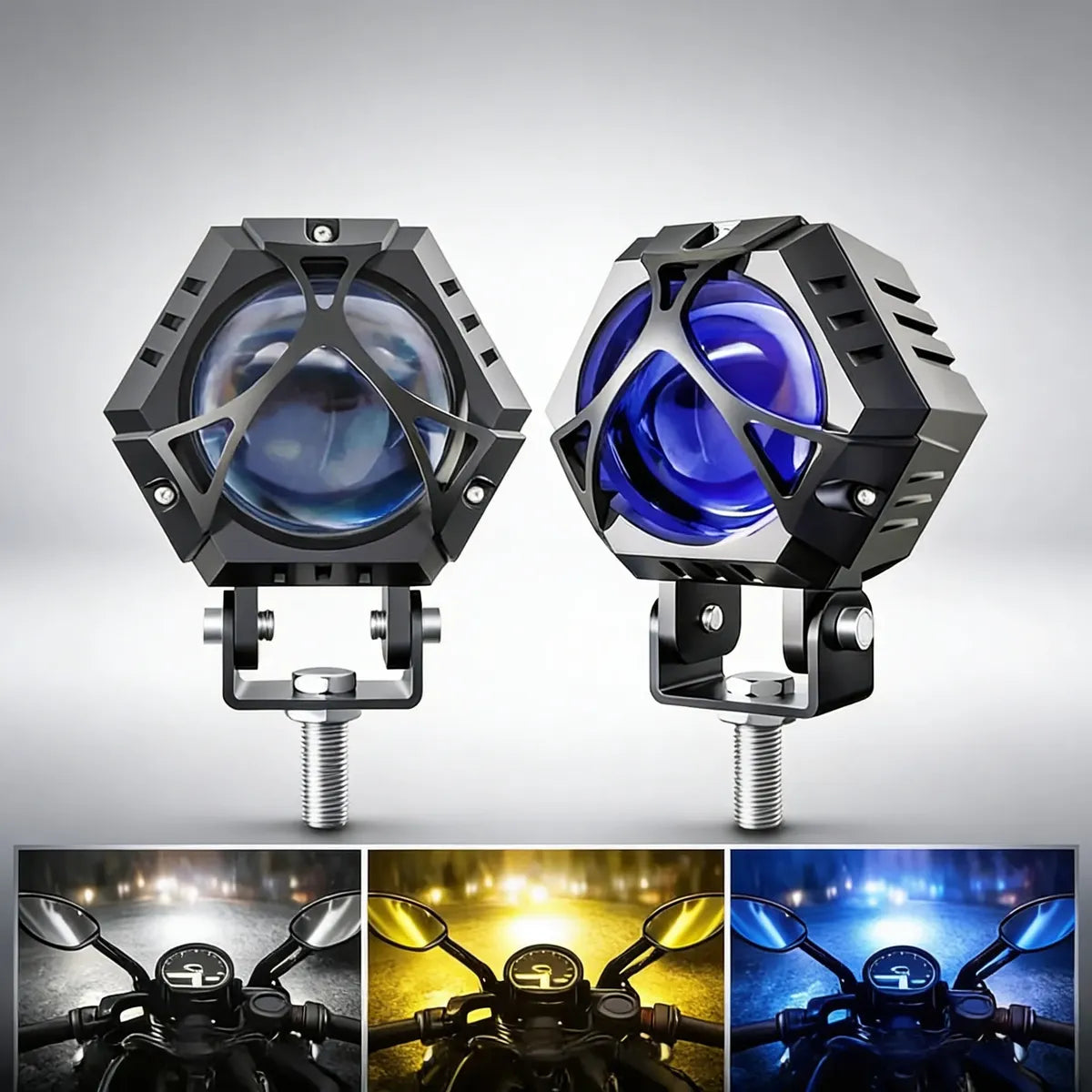 2pcs Faros Auxiliares Lupa 120w Para Auto Moto Con Estrobo