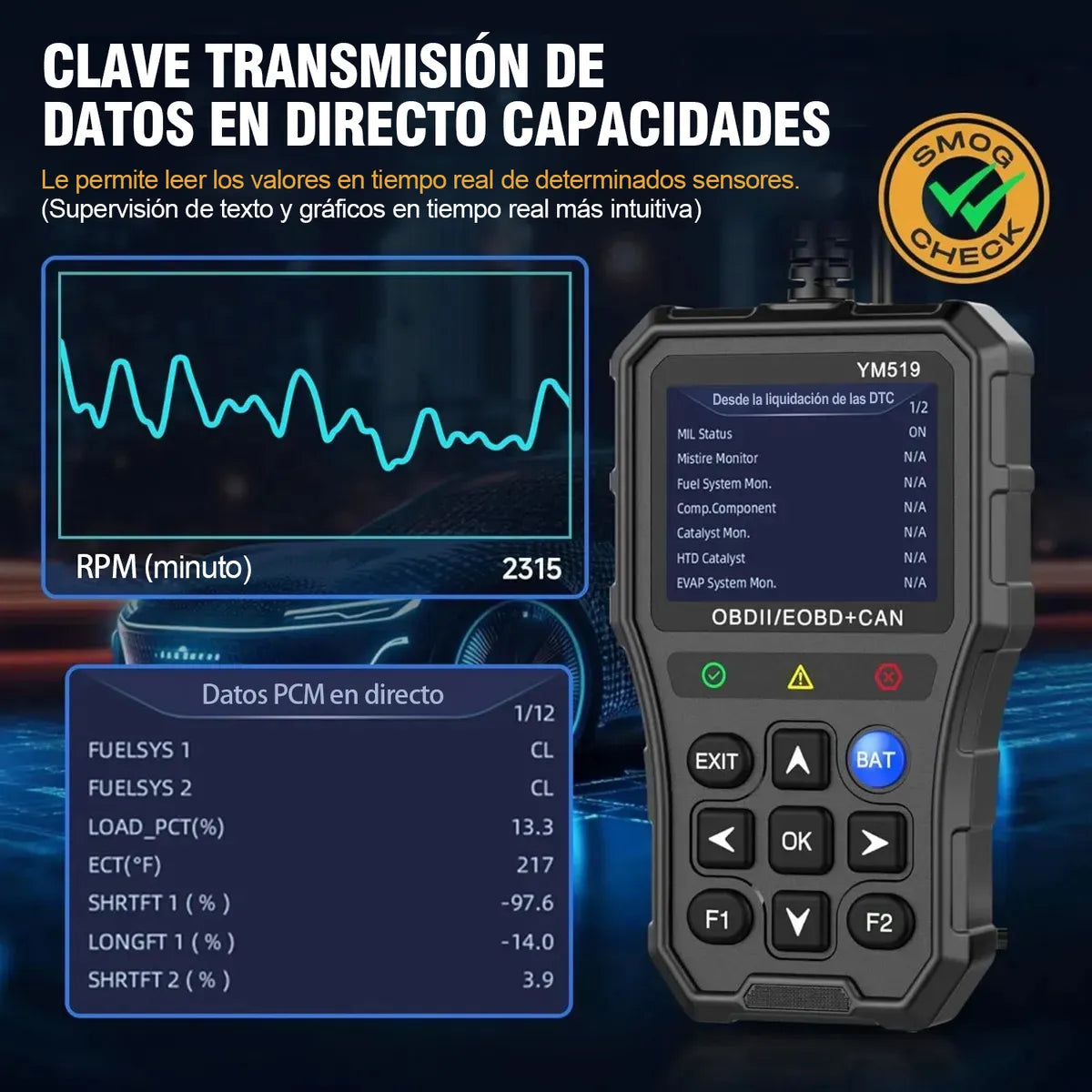 Jzzb® Scanner Automotriz Obd2 Ym519 Para Multimarca Motor