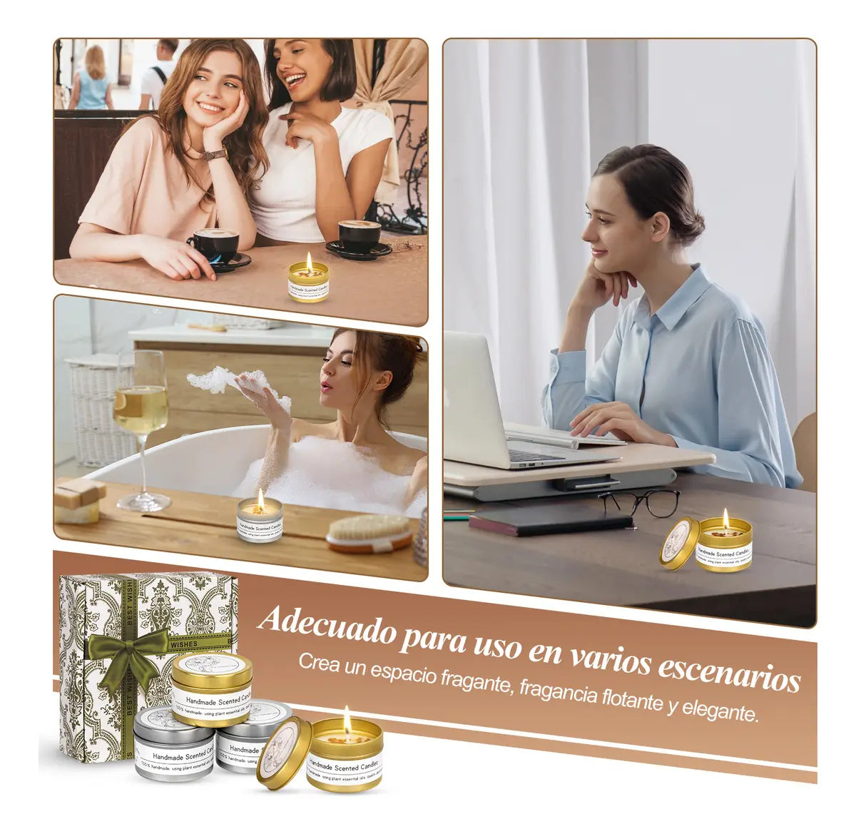 Vela De Aromaterapia, 4 Piezas Velas Aromaticas Cera De Soja - Ideal Para Meditación, Yoga, Baños O Cualquier Momento De Tranquilidad, 100% Cera De Soja Natural, Regalo Perfecto