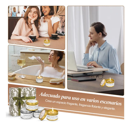 Vela De Aromaterapia, 4 Piezas Velas Aromaticas Cera De Soja - Ideal Para Meditación, Yoga, Baños O Cualquier Momento De Tranquilidad, 100% Cera De Soja Natural, Regalo Perfecto