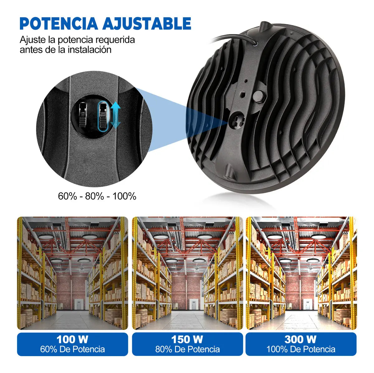 Lámpara LED Industrial UFO 300W JZZB Colgante Techo IP65 Aluminio luz blanca, cálida, neutra 100-265V lampara colgante 3 Color de la luz y Temperatura de color Alta Potencia