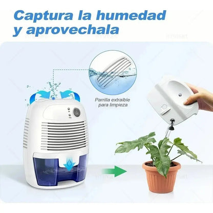 Deshumidificador Eléctrico DH500A Blanco Portátil Silencioso Para Hogar Habitaciones Baño Armario Oficina Ahorro De Energía Antihumedad Aire Limpio Compacto Eficiente