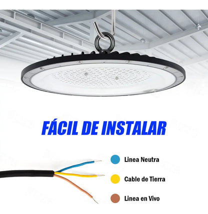 Lámpara Plafón LED Techo Negro 200W 20000lm JZZB UFO-200W Luz Blanca Fría