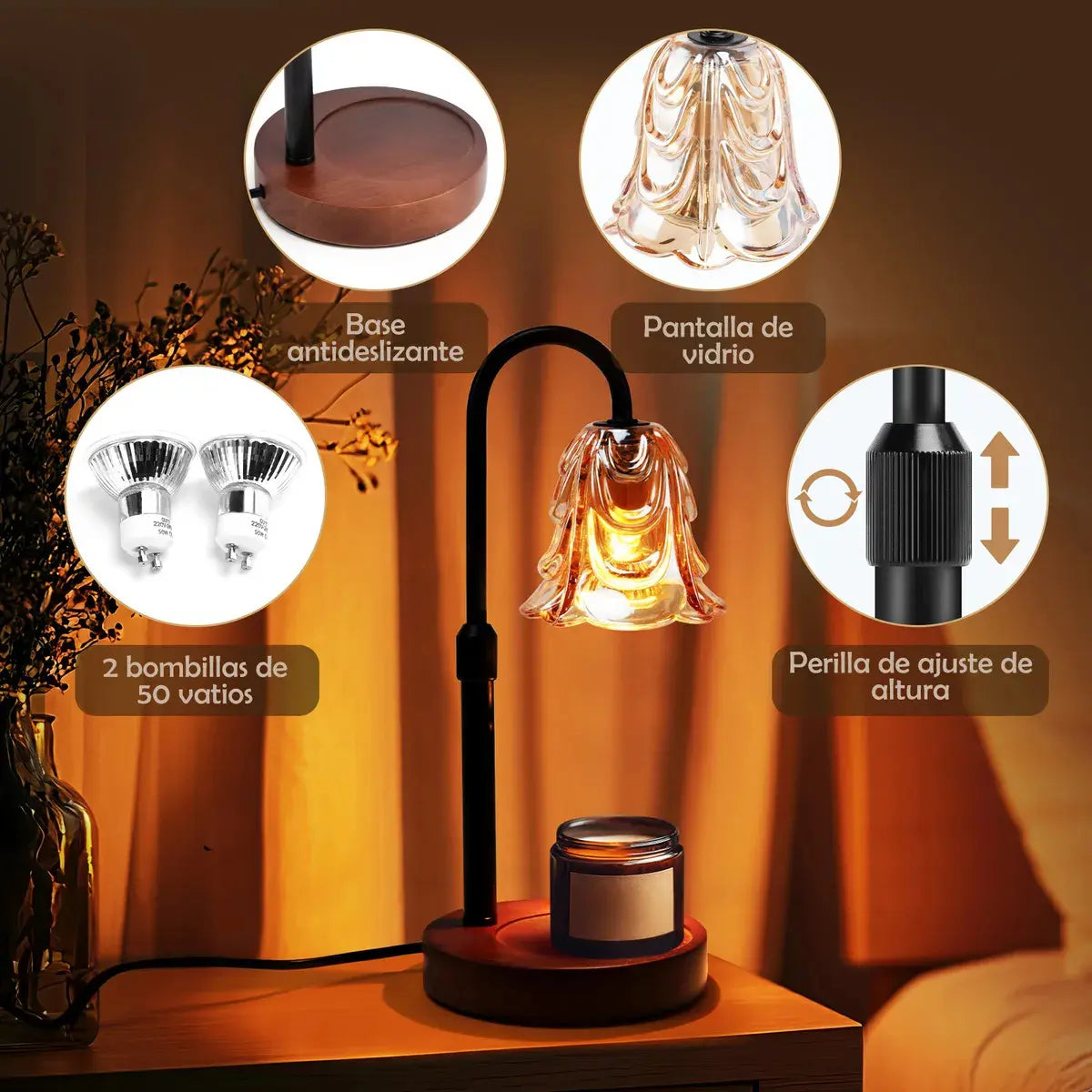 Lámpara Calentadora Velas Madera Temporizador Vela Regalo